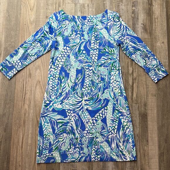 Lilly Pulitzer Sophie UPF 50 Canopy Chaos Print Jersey Tunic Shirt Dress - Picture 3 of 11